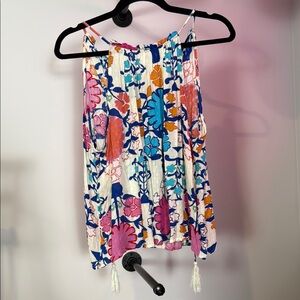 RACHEL Rachel Roy Pink Blue Pleated Tie Front Camisole
